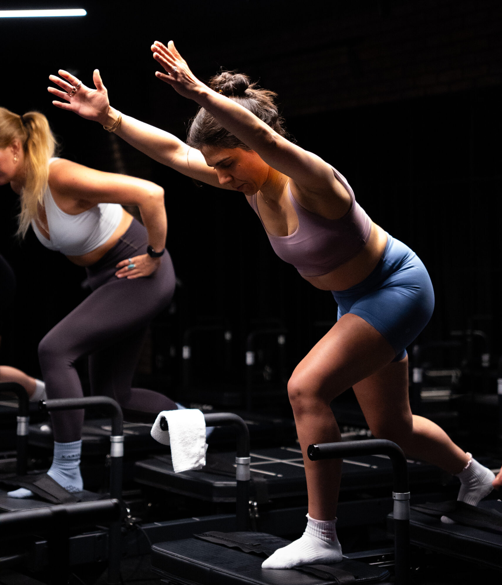 Woman using resistance bands